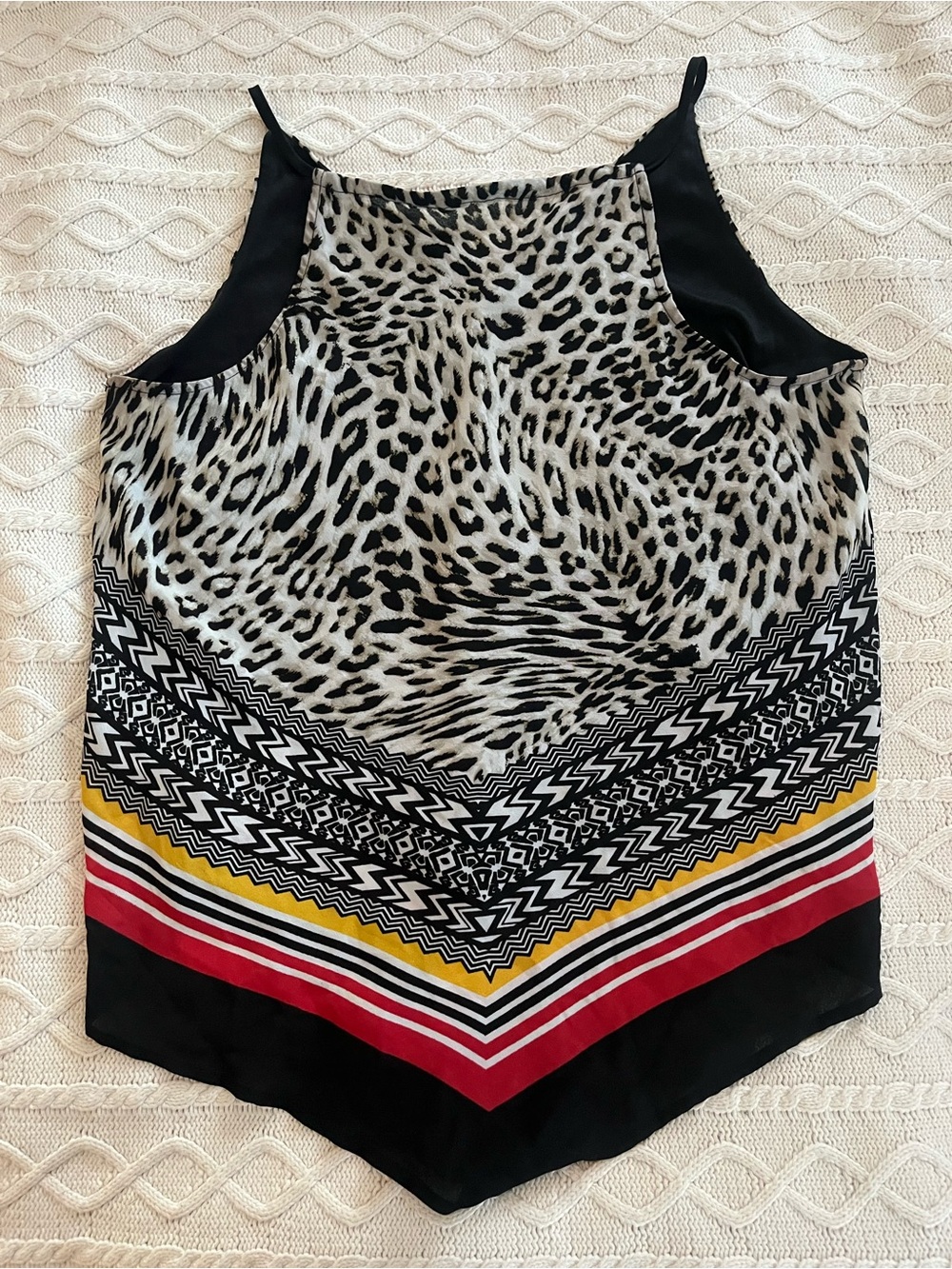 Iz Byer Black and White Leopard Print Sleeveless Top Flowy Size Large - Picture 12 of 14